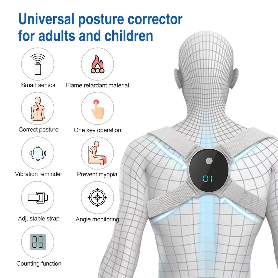 USB Rechargeable Smart Posture Corrector with Vibration Alerts - Adjustable, Lightweight, and Comfortable Back Shoulder Trainer